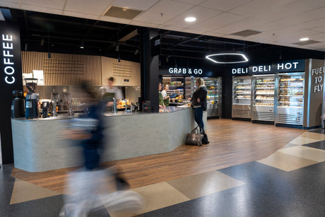 Dunedin Airport uses Cossiga's hot and cold display cabinets to deliver a fast, premium grab-and-go retail experience