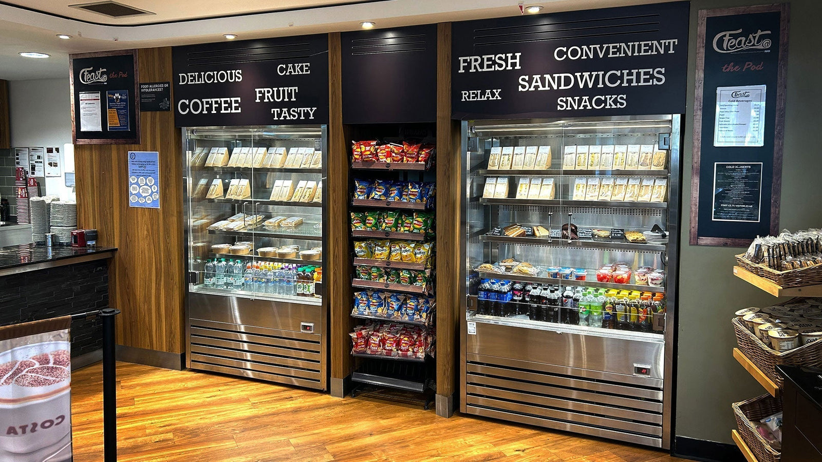 Norfolk and Norwich Hospital added Cossiga crystal clear acrylic hinged doors to their MULTIDECK DTG refrigerated cabinets