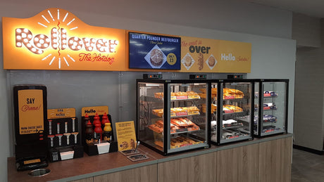 ollover Hot Dogs UK uses Cossiga's STGHT heated countertop cabinets