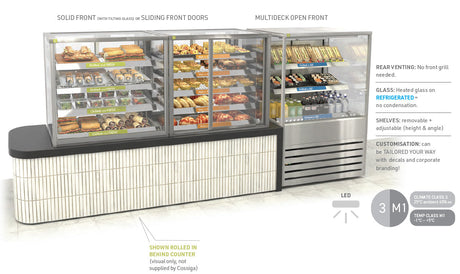 BTG Food display cabinet. Refrigerated, heated or ambient food display